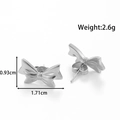 Silver bow stud earrings in titanium steel with measurements 1.71cm by 0.93cm - YE-070-Silver