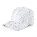 Dettaglio degli strass AB scintillanti su un cappellino da baseball in cotone bianco - Adulto (55-60cm) / Bianco
