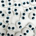 Cute 18mm white acrylic cat head beads with blue eyes for DIY handmade jewelry crafts - White Cat Blue Eyes