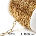 18k gold plated stainless steel paperclip chain 10x4mm link spool for DIY jewelry - Gold 10x4mm Rectangle Link Chain (KLJ8671-Z)
