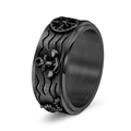 Punk vintage rotatable stainless steel anchor and compass ring for men in black - US 7 / Black