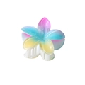 Pearlescent gradient plumeria hair claw clip in purple blue and yellow flower design - Pearl Red Yellow Blue