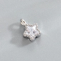 Silver star pendant with clear cubic zirconia stone and beaded edge for DIY jewelry - Beaded Clear Star (Accessory 038-5#)