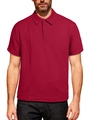 Dunkelweinrotes Herren-Strick-Poloshirt mit Waffelstruktur und kurzen Ärmeln - S / Burgunderrot