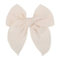 Detailed macro view of beige jacquard cotton bow hair clip showing textured fabric - Milk Tea (8)