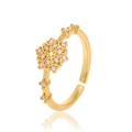 Adjustable gold crown ring featuring a sparkling zircon snowflake design for women - Exquisite Snowflake Diamond Inlaid