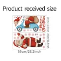 Dimensiones detalladas de pegatinas de Papá Noel con texto de Merry Christmas y copos de nieve - 30*59cm*2uds