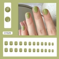 Glossy olive green square press-on nails set with 24 pieces for women manicures - Glossy Matcha Green Square (CF028) / 24Pcs Set (Glue Included)