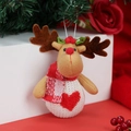 Ciondolo a forma di renna di Natale in peluche con cuore rosso e decoro a maglia - Stile Alce