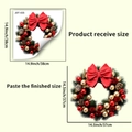 Detailed size specifications for Christmas wreath wall sticker showing before and after dimensions - Pine Cone Bow Wreath Style(JDT-X35)