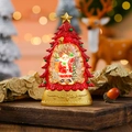 Dettaglio di una palla di neve a forma di albero di Natale rosso con Babbo Natale e base oro - Stile Babbo Natale Rosso con Sacco Regali
