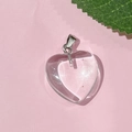 20mm natural clear crystal heart pendant with silver bail for DIY necklaces - 52-Glass Transparent