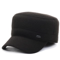 Herren Winter Flatcap aus dickem Fleece in Dunkelbraun mit Wollstruktur - Schwarz