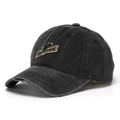 Berretto da baseball grigio scuro lavato con ricamo lettera P e dettagli stile vintage - Grigio Scuro Lavato
