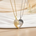 Magnetic heart couple necklaces in gold and silver with His Queen and Her King engraving - King Queen Heart