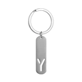 Polished stainless steel bar keychain featuring a minimalist hollow letter Y pendant - Letter Y