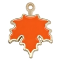 Ahornblatt-Anhänger in Orange mit Emaille und Goldrand für DIY Schmuckherstellung - 19x24mm Orangefarbenes Ahornblatt (14253)