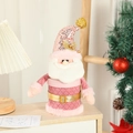 Pink Santa candy jar with sequin hat and plaid clothes for Christmas gift packaging - Santa Claus / Pink Gold