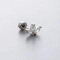Silver titanium steel stud earring featuring three leaf-shaped clear zircon crystals - Three-leaf Blade Style (A99-2# (单只))