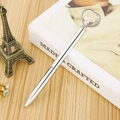 Elegante penna a sfera in metallo argento con grande cristallo trasparente a forma di cuore - Argento