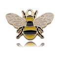 Pendentif abeille doré avec émail jaune noir et blanc pour la création de bijoux - 1pc Grande Abeille en Émail Jaune 26x17mm