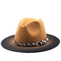 Cappello fedora sfumato cammello e nero con cinturino in pelle a motivo zebra - Cammello e Nero