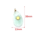 Green turquoise water drop pendant with golden sun badge and stainless steel ring - Long Green Aventurine - Sun