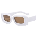 Chic rectangle sunglasses featuring a glossy white frame with dark brown lenses - White Frame Brown Lens