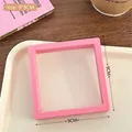 Pink square 9x9cm PE film jewelry display box with high elastic transparent membrane - 9*9cm / Deep Pink