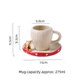 Juego de taza y platillo de cerámica con diseño de hongo, lunares rojos y figura de ardilla - Tz-306 Juego De Taza Y Plato Con Forma De Hongo