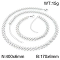 Set gioielli in acciaio inossidabile argento con collana e bracciale a maglie a V - Colore Acciaio 6mm Specifica Set (KS227099-ZJZL)