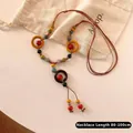 Detail of vintage bohemian beaded necklace with 80-100cm adjustable length - Colorful Flower Letter Beads Style