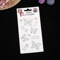 Autocollants bijoux de visage papillon et lune, strass acryliques brillants sur noir - Ensemble de Papillons Blancs