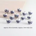 Blue and purple floral 8mm ceramic beads for DIY jewelry making with 3mm hole - 8mm Purple Plum Blossom