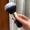 Portable kabuki foundation brush with gold-black handle and soft dual-tone bristles - Big Chubby Black Gold (With Net)