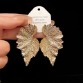 Handcrafted gold leaf-shaped 925 silver earrings with detailed bionic leaf texture - Gold Leaves