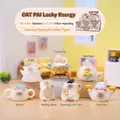 Cute panda cat resin collectible figurine with crystal and golden ingot decorations - Cat PAI Lucky Energy Full Set Box - 6 Pcs