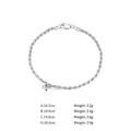 Detail of 2.3mm S925 sterling silver rope chain with length and weight specifications - 3.3MMx16.5CM / White Gold
