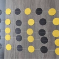 Party banner with alternating black matte and gold glitter paper circles on strings - Black and Gold Circle Garland