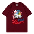 Dark red Independence Day T-shirt featuring an American eagle print and bold slogan - XS / Burgundy Eagle Style