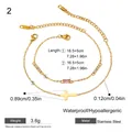 Golden stainless steel bracelet with cross pendant and pink stone layering design - Light Pink Rectangular Zircon Style (JDB2410027-10)