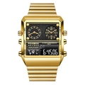 Orologio sportivo da uomo dorato con doppio display digitale e cinturino in metallo - Cinturino in acciaio / Oro