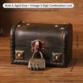 Vintage gray wooden jewelry box with 3-digit combination lock and rustic metal trim - Style A: Distressed Gray Color + Combination Lock