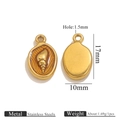Golden stainless steel shell relief pendant for jewelry making with 17mm x 10mm size - Yellow