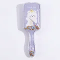Purple cartoon hairbrush with bear illustration and floating colorful star sequins - Purple Duck Bear - Sequins
