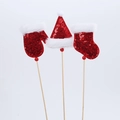 Glittery Christmas floral picks with hat, glove, and sock designs for festive decor - Hat Glove Sock (Card 6)