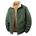Giacca in pile spesso da uomo con collo alto e calda fodera in pile di agnello - M / Verde Militare