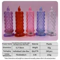 Set of colorful LED rose texture flameless candles in purple, red, pink, and blue colors - 6.3*18cm Purple Rose Large with Base