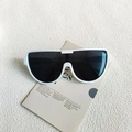 Modern white half-frame oversized sunglasses with dark lenses for a chic street look - White Frame Gray Lens