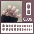 Short square nude pink press-on nails set with 24 pieces of glossy jelly finish nails - Glossy Nude Pink Square Round Style (C006) / Glue Type